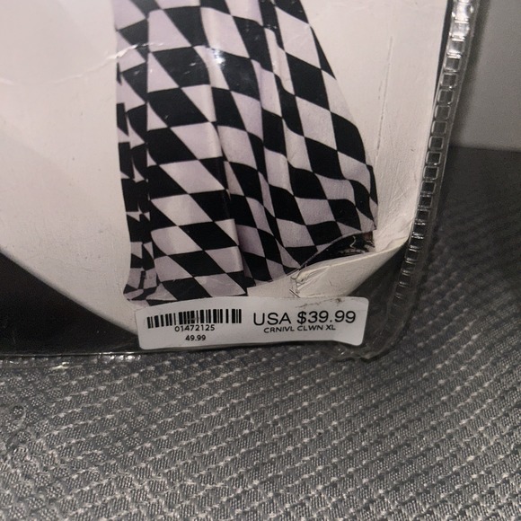 Italian Harlequin Jester Carnival Clown Costume Youth Size 14-16 Black & White - Picture 3 of 10